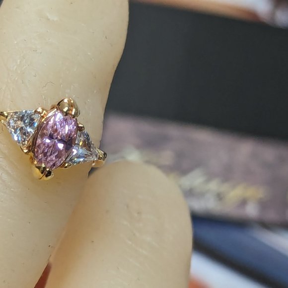 Promise Ring Pink Sapphire Cubic Zirconia October BirthStone 1ct - Picture 1 of 12